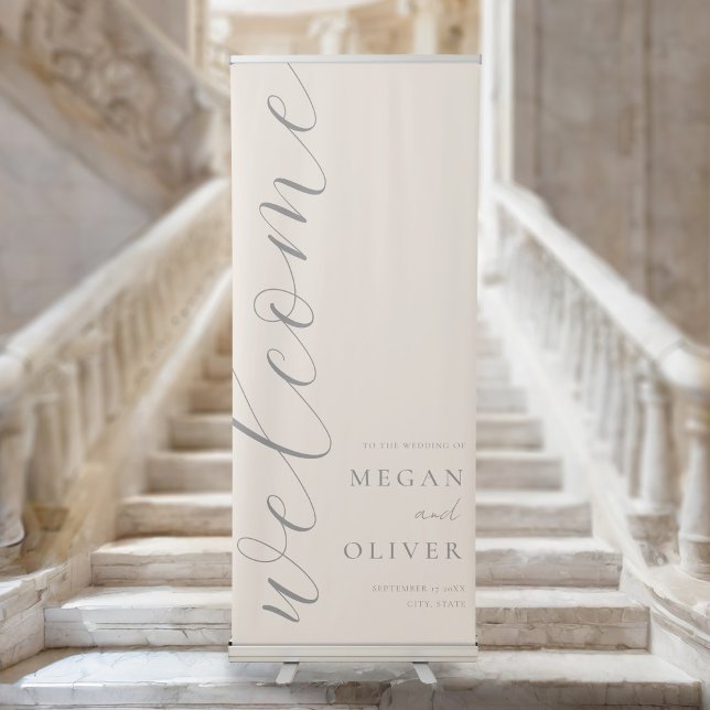 Minimal Elegant Calligraphy Script Wedding Welcome Retractable Banner (Creator Uploaded)