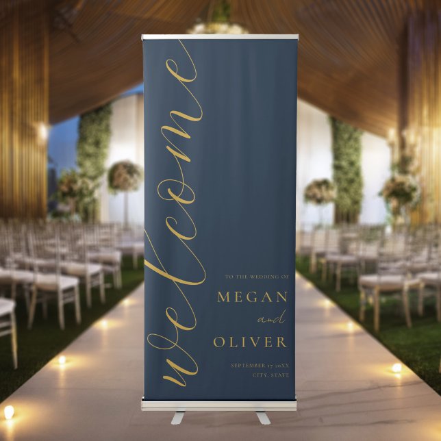 Minimal Elegant Calligraphy Script Wedding Welcome Retractable Banner (Creator Uploaded)