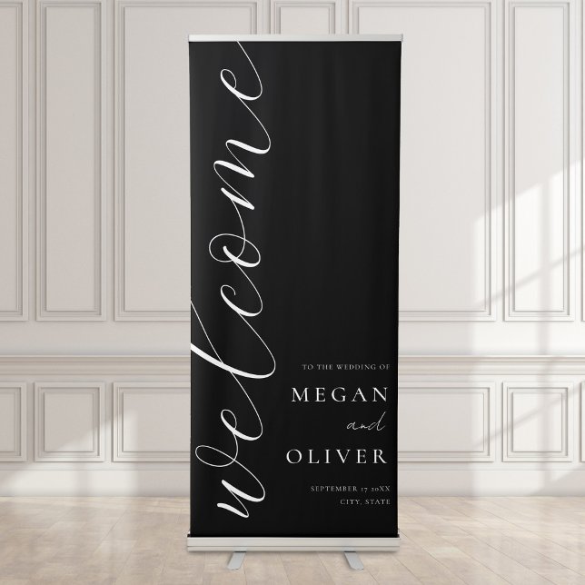 Minimal Elegant Calligraphy Script Wedding Welcome Retractable Banner (Creator Uploaded)