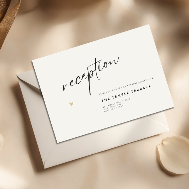 Minimal Elegant Calligraphy Typo Wedding  Enclosure Card (Minimalist reception invitation for wedding. Change name, venue and date.)