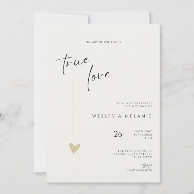 Minimal Elegant Calligraphy Typo Wedding  Invitation (Front)