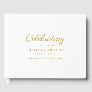Minimal & elegant "Celebration of life" White Guest Book