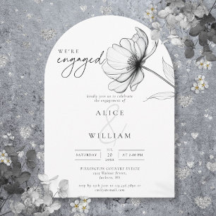 Minimal Elegant Chic Floral Engagement Party Arch Invitation