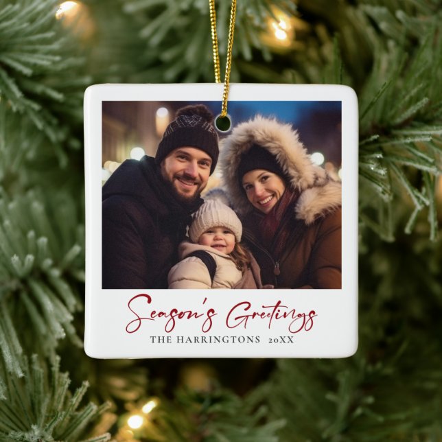 Minimal Elegant Christmas Family Photo Ornament (Tree)