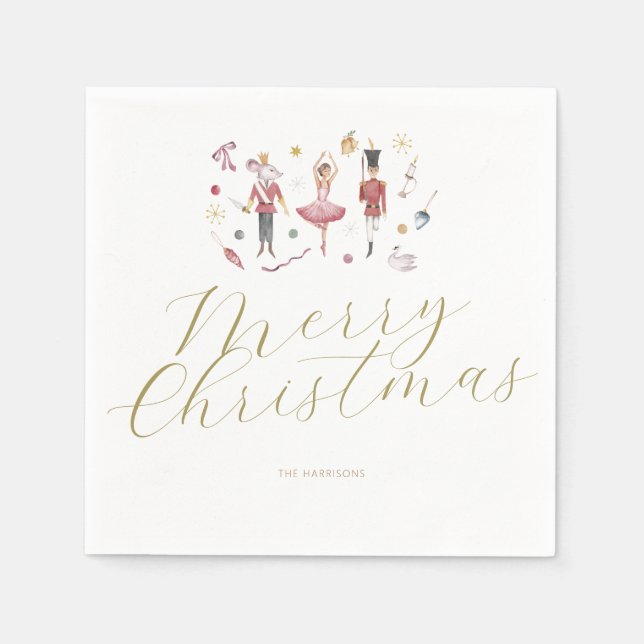 Minimal Elegant Christmas The Nutcracker Holiday Napkin (Front)