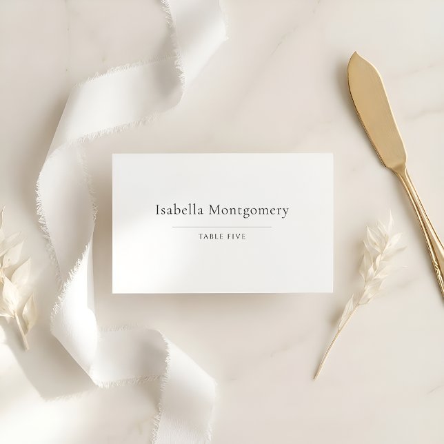 Minimal Elegant | Classic Black & White Place Card (Creator Uploaded)
