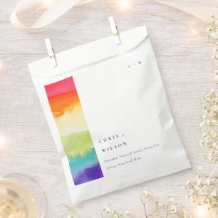 Minimal Elegant Colourful Pride Rainbow Wedding Favour Bags