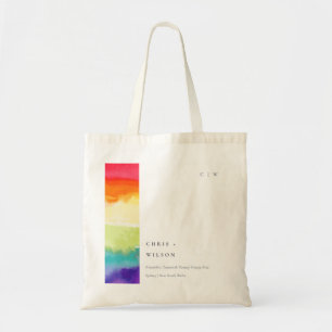 Minimal Elegant Colourful Pride Rainbow Wedding Tote Bag