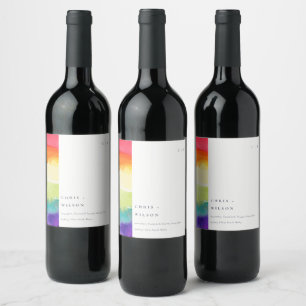 Minimal Elegant Colourful Pride Rainbow Wedding Wine Label