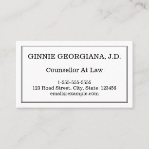Minimal & Elegant Counsellor At Law Business Card