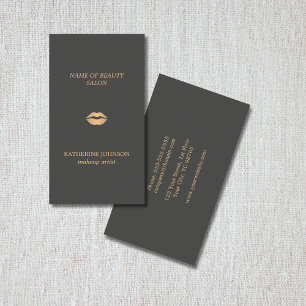 Minimal Elegant Dark Grey Faux Gold Makeup Artist Business Card