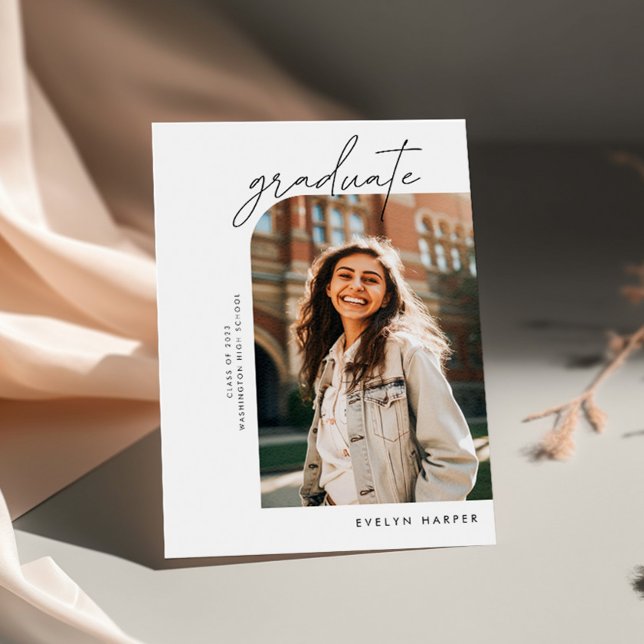 Minimal Elegant Double Sided Two Photo Graduation Invitation (Creator Uploaded)