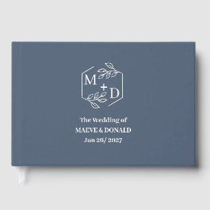 Minimal Elegant Dusty Navy Blue Modern Wedding Guest Book