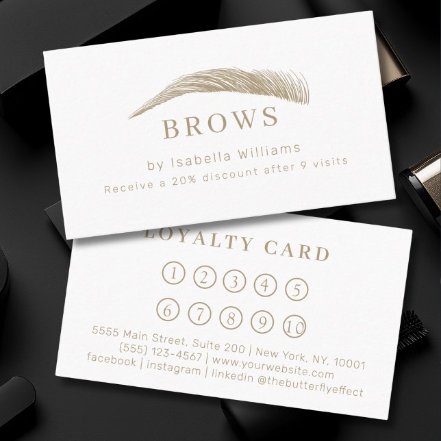 Minimal Elegant Eyebrow Salon Loyalty Business Card (Minimal Elegant Eyebrow Salon Salon Loyalty Business Card)