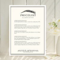 Minimal Elegant Eyebrow Salon Pricelist