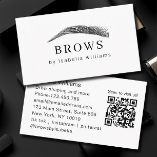 Minimal Elegant Eyebrow Salon QR-Code Business Card