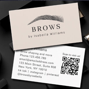 Minimal Elegant Eyebrow Salon QR-Code Business Card
