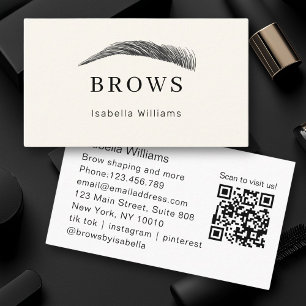 Minimal,Elegant Eyebrow Salon QR-Code Business Card