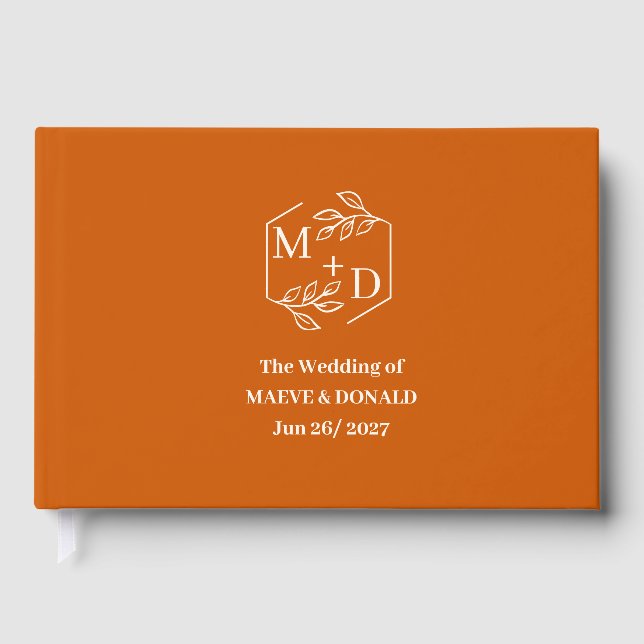 Minimal Elegant Fall Burnt Orange Wedding Guest Book (Front)
