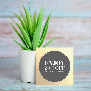 Minimal Elegant Faux Gold Grey  Salon Shop Discount Card