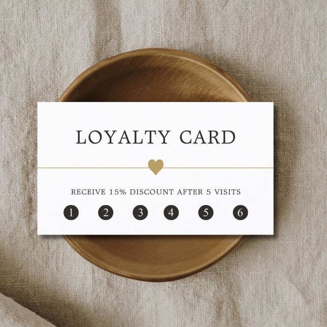 Minimal Elegant Faux Gold Heart Beauty Salon Loyalty Card (Creator Uploaded)