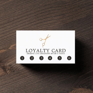 Minimal Elegant Faux Gold Scissor Hair Stylist Loyalty Card