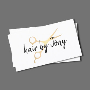 Minimal Elegant Faux Gold Scissors Hair Stylist Business Card