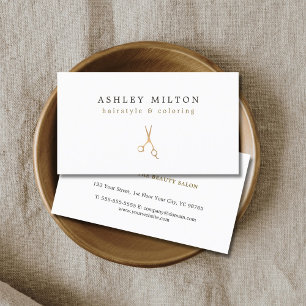 Minimal Elegant Faux Gold Scissors Hair Stylist Business Card