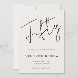 Minimal Elegant Fifty 50th Birthday Celebration Invitation