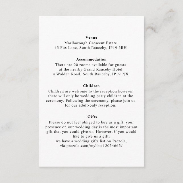 Minimal Elegant Floral Botanical Monograms Wreath  Enclosure Card (Front)