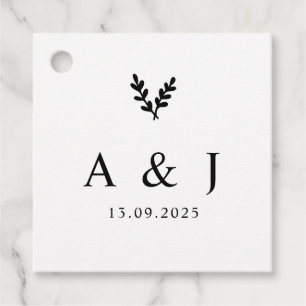 Minimal Elegant Floral Botanical Monograms Wreath  Favour Tags