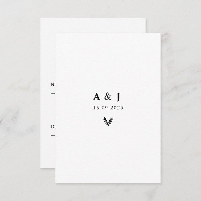 Minimal Elegant Floral Botanical Monograms Wreath  RSVP Card (Front/Back)