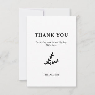 Minimal Elegant Floral Botanical Monograms Wreath  Thank You Card