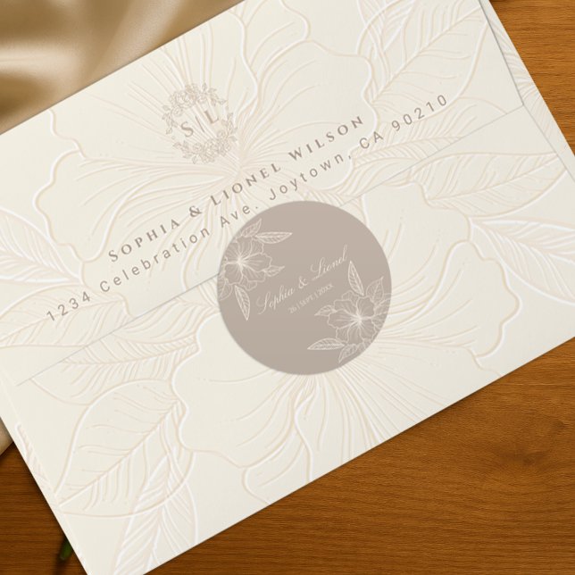 Minimal Elegant Floral Wedding Classic Round Sticker (Creator Uploaded)