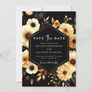 Minimal Elegant Gold and Black Wedding Save The Date