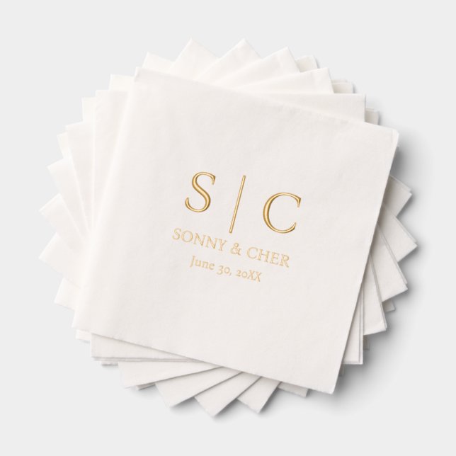 Minimal & Elegant Gold Wedding Foil Napkins (Insitu (Stacked))