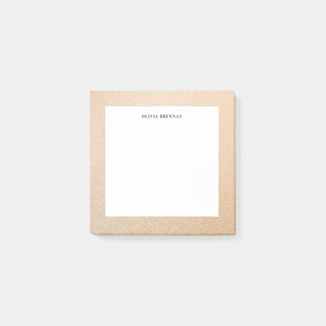 Minimal Elegant Golden Refined Border Design Post-it Notes (Front)
