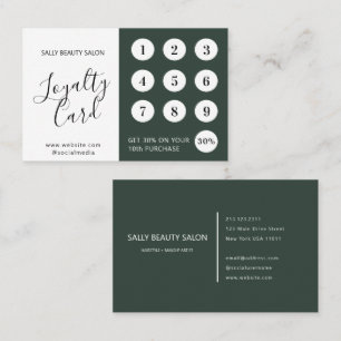 Minimal Elegant Green White Script Loyalty Card