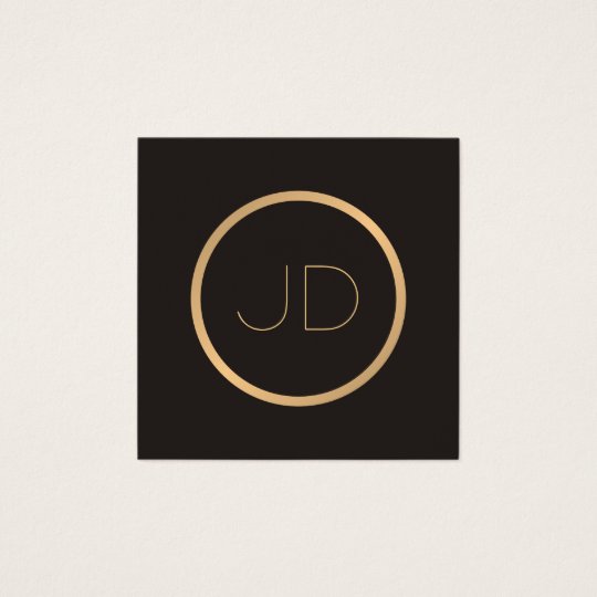 Minimal Elegant Grey Faux Gold Monogram Attorney Square Business Card