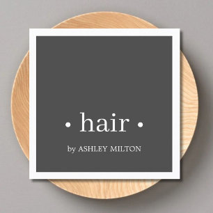 Minimal Elegant Grey White Hairstylist Square Business Card