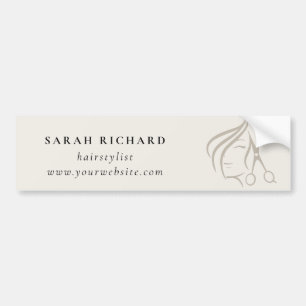Minimal Elegant Hairstylist Ivory Hair Scissor  Bumper Sticker