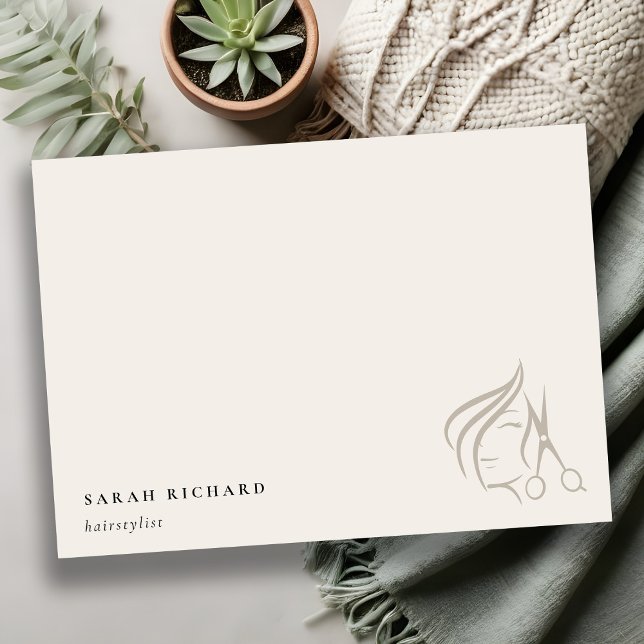 Minimal Elegant Hairstylist Ivory Hair Scissor  Card (Creator Uploaded)