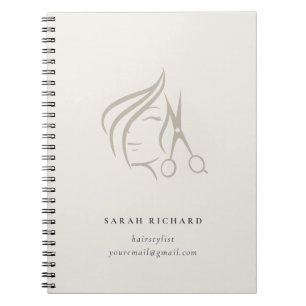 Minimal Elegant Hairstylist Ivory Hair Scissor Notebook