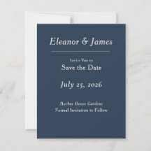 Minimal Elegant Harbour Blue Save the Date