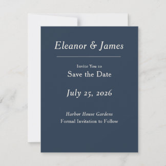 Minimal Elegant Harbour Blue Save the Date