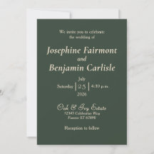 Minimal Elegant Hunter Green Invitation
