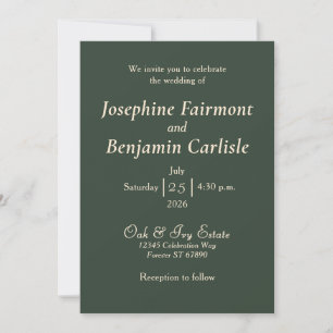 Minimal Elegant Hunter Green Invitation