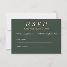 Minimal Elegant Hunter Green RSVP Card