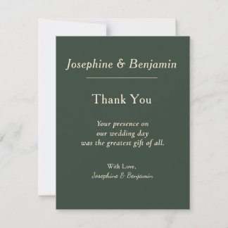 Minimal Elegant Hunter Green Thank You Card