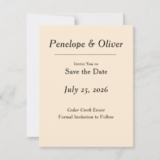 Minimal Elegant Ivory Save the Date Card
